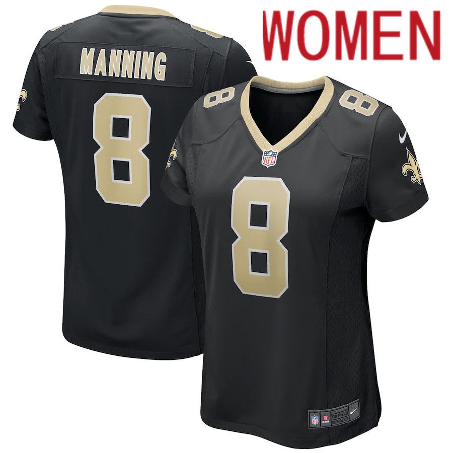 Cheap Women New Orleans Saints 8 Archie Manning Nike Black Game Retired Player NFL Jersey